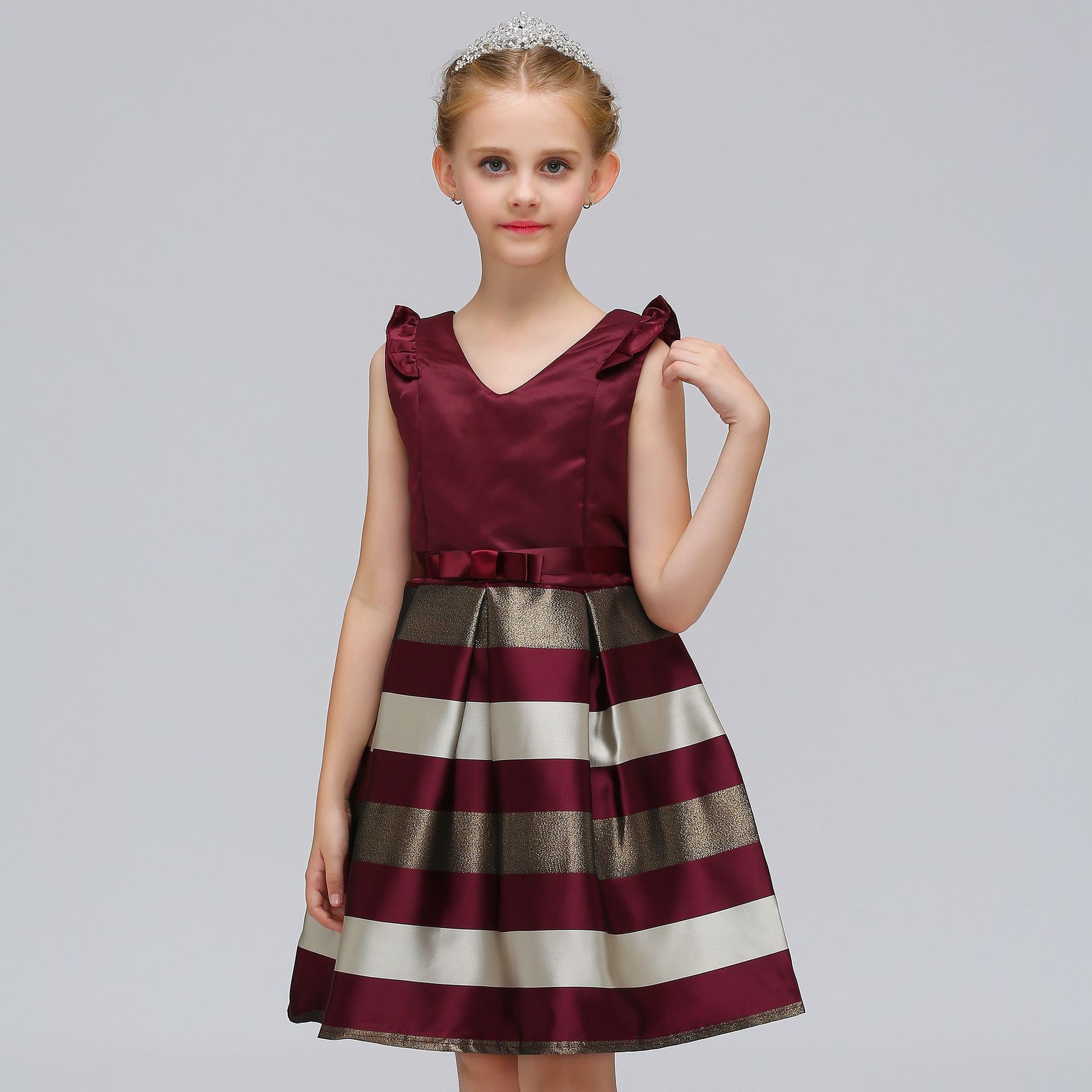 Red wine Kids Fashion Clothing Baby Girl clothes stripe Sleeveless Princess Dresses for Toddler Girl Children Party and wedding, Red;yellow
Red wine Kids Fashion Clothing Baby Girl clothes stripe Sleeveless Princess Dresses for Toddler Girl Children Party and wedding, Red;yellow