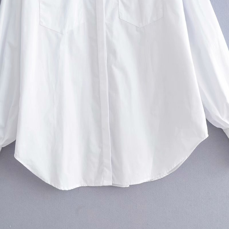 Elegant Women Lantern Sleeve Shirts Fashion Ladies Turn Down Collar Tops Streetwear Female Chic Solid White Blouses 210430
