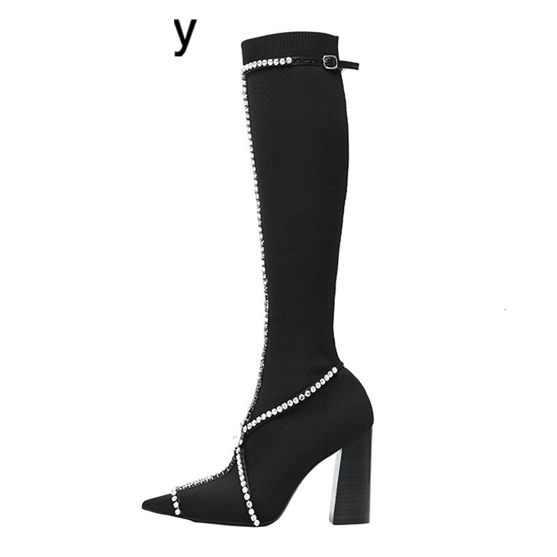 Boots Rhinestone Chain Knee High women pointed toe chunky high heel sock shoes sexy knitting stretch long boots elastic booties XA, Black short
Boots Rhinestone Chain Knee High women pointed toe chunky high heel sock shoes sexy knitting stretch long boots elastic booties XA, Black short