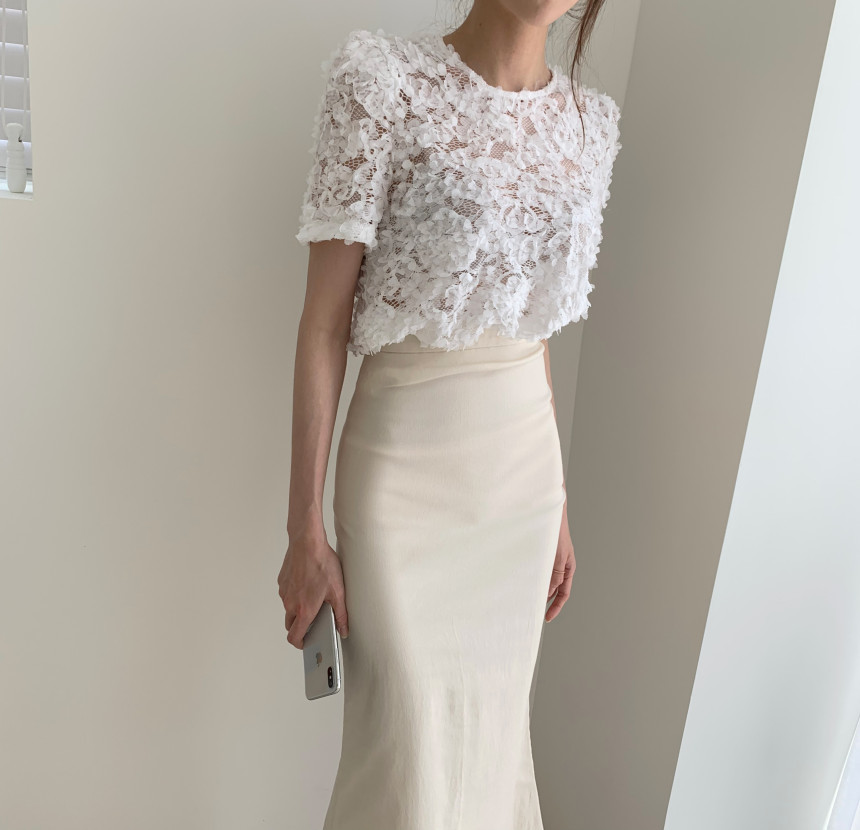 Stylish Chic Gentle Light Sexy Lace Petals Summer Short Sleeves Femme Pullovers All Match Blouses Streetwear Tops 210421