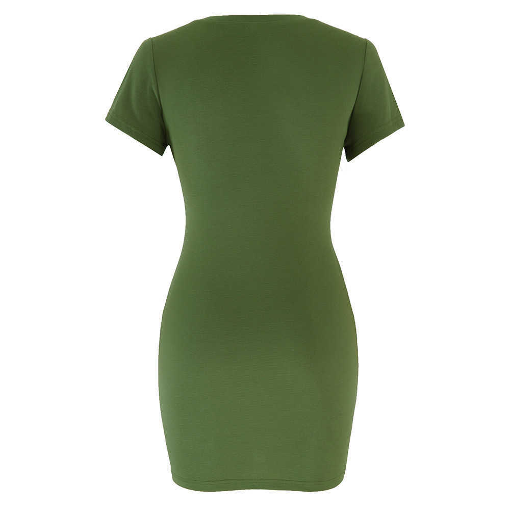 Summer woman dress fashion sports runway casual round neck short sleeve stretch slim fit hip plus size white mini dress 210630