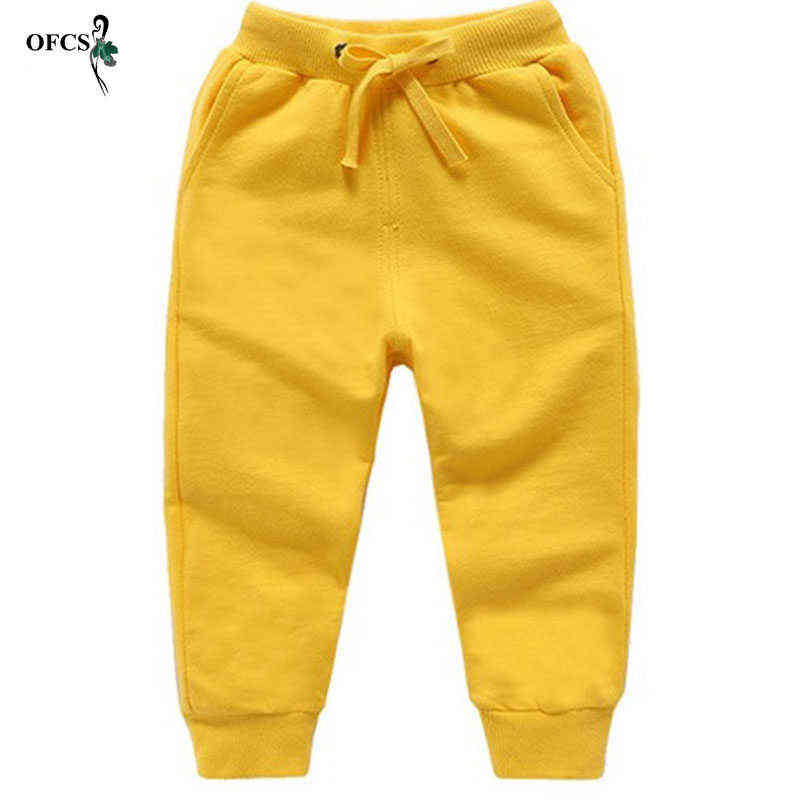 Retail Sale Cotton Pants For 2-10 Years Old Solid Boys Girls Casual Sport Jogging Enfant Garcon Kids Children Trousers 211103