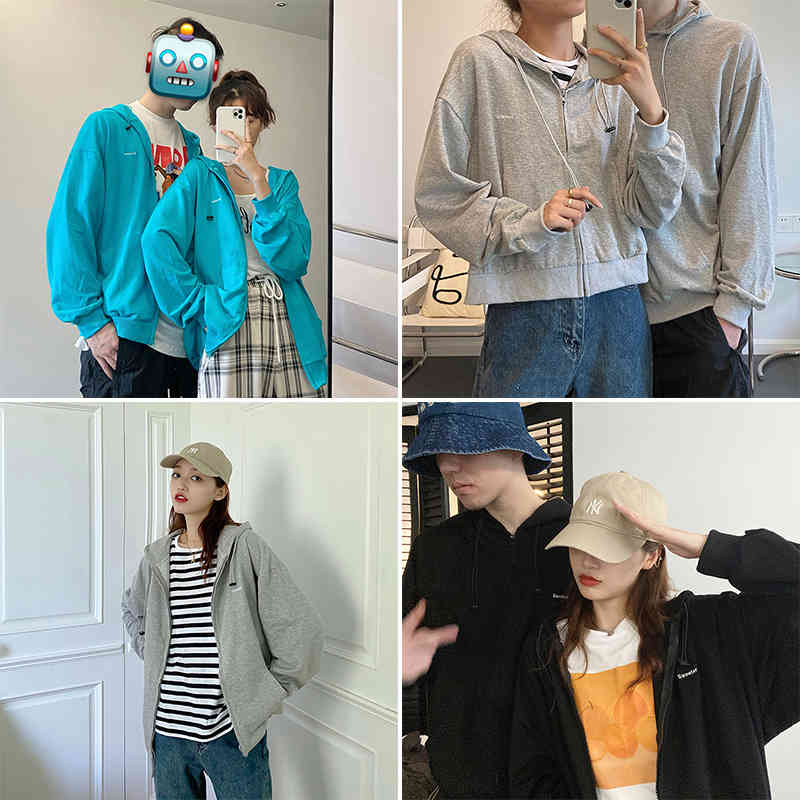3 colors ML plus size Autumn Zipper Hoodies Sweatshirt jacket korean style Outwear soild color spring Coat Women (F4094) 210423