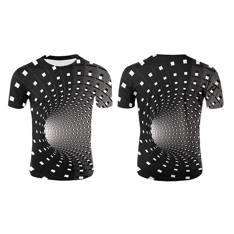 Men Women Short Sleeve T-Shirt 3D Swirl Print Optical Illusion Hypnosis Tee Tops XRQ88 210329