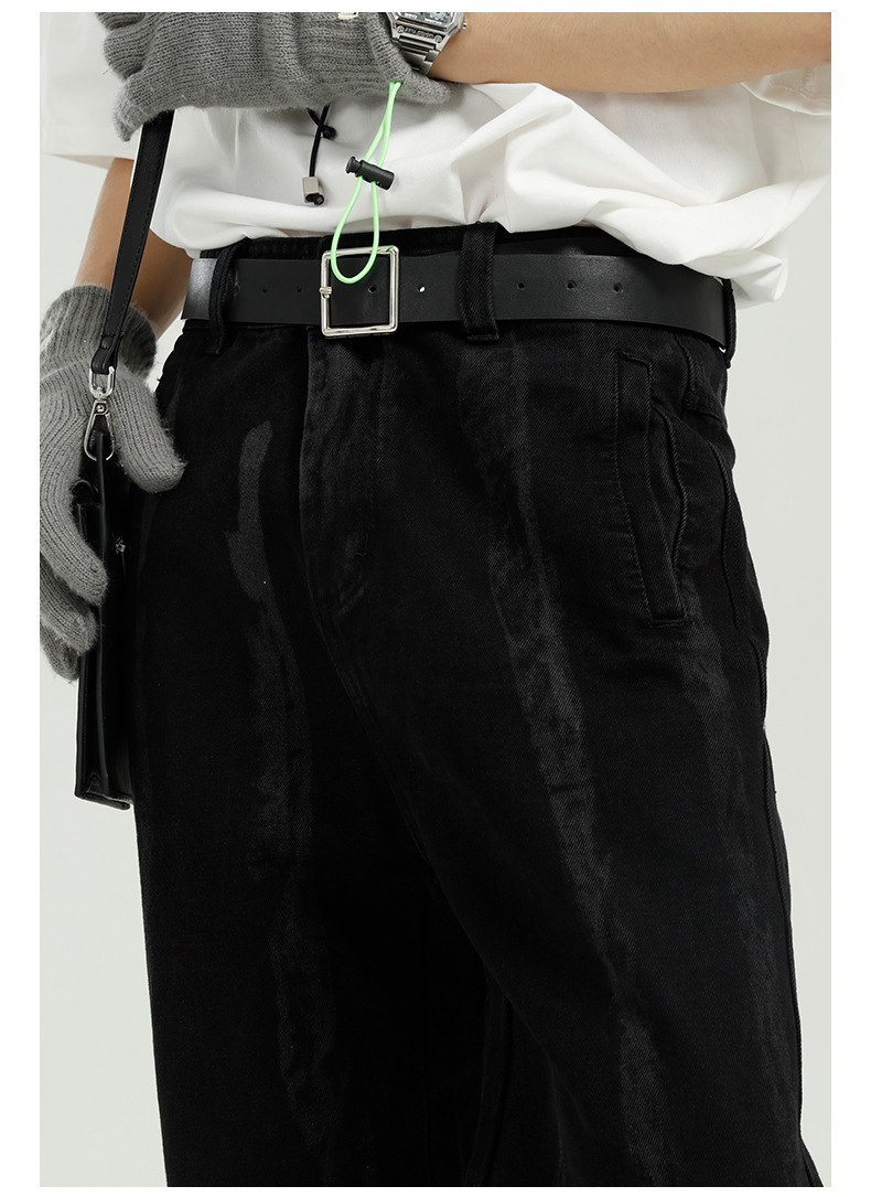 IEFB Men's Bottoms Personalized Tie Dye Tapered Loose Denim Pants For Men Vintage Trend Straight Denim Trousers 9Y7163 210524