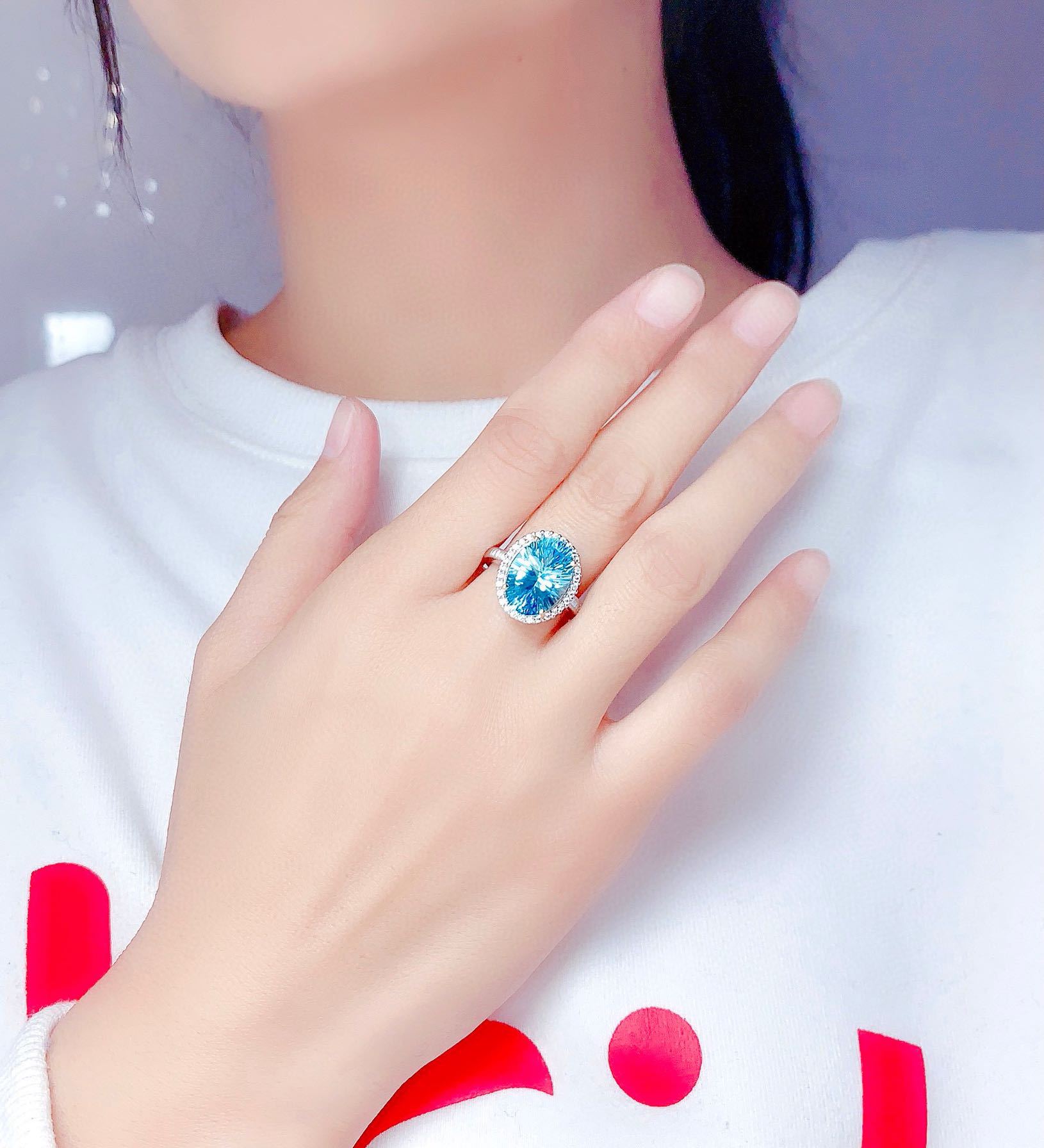Handmade Oval 3ct Lab Aquamarine Promise ring 925 Sterling silver Engagement Wedding Band Rings for women Bridal Finger Jewelry