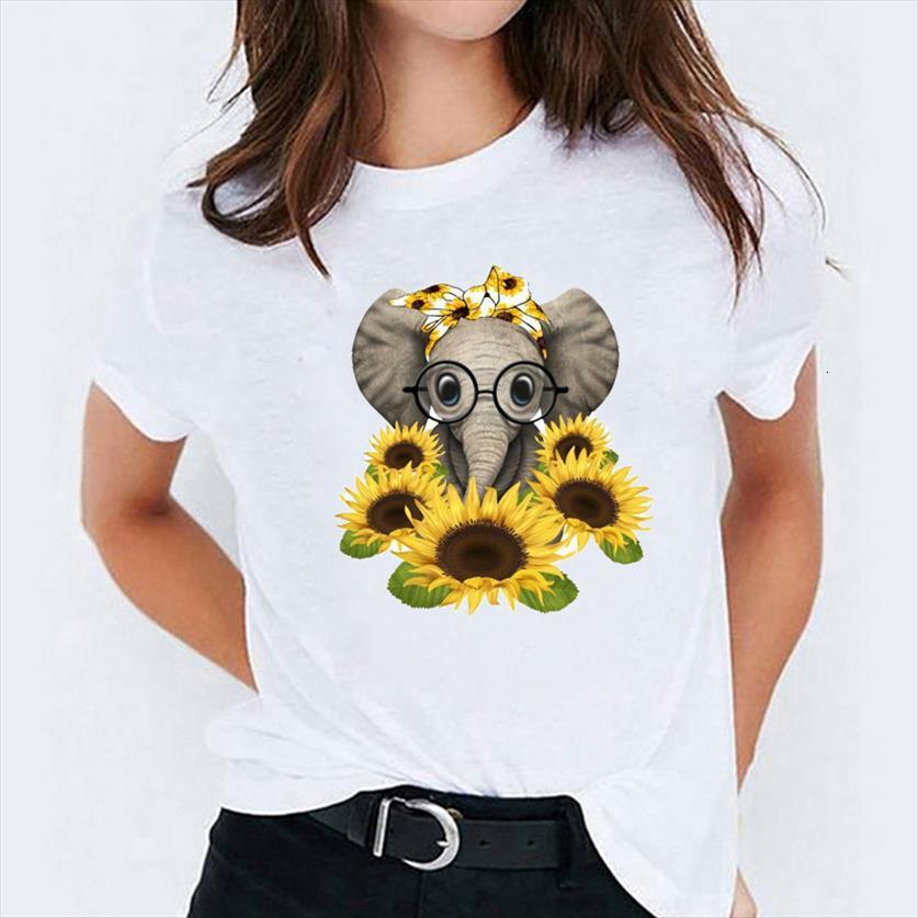cartoon elephant sunflower 90s womens t shirt printing print graphic ladies female tee, White
cartoon elephant sunflower 90s womens t shirt printing print graphic ladies female tee, White