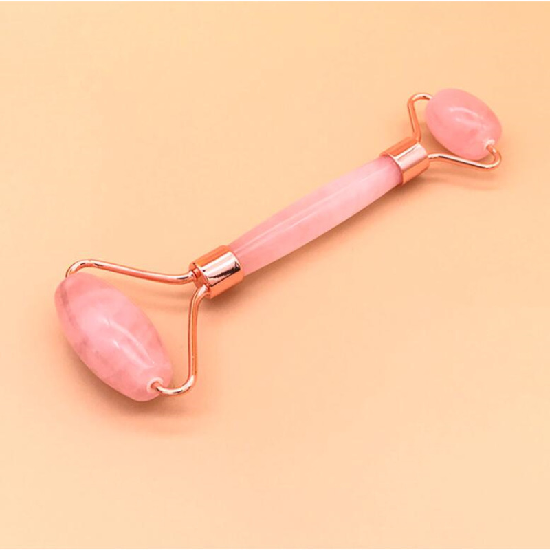 Pink Quartz Facial Relaxation Slimming Tool/rose Quartz Roller Massager For Face Jade Massage Stone Double Head Massage Roller Rollenmassage