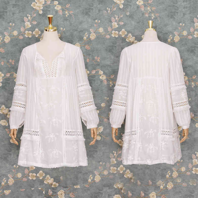 Caftan Cover-ups Sexy Hollow Out Summer Beach Dress White Cotton Tunic Women Plus Size Wear Swim Suit Cover Up A770 210420