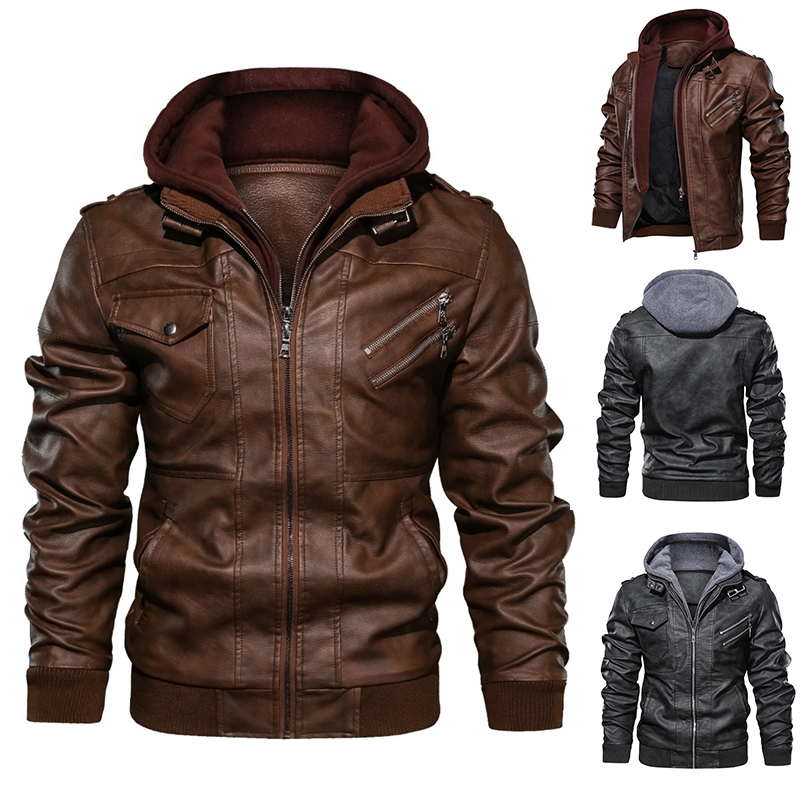 Mens Outwear Bomber Vintage Autumn Black PU Leather Casual Jacket Slim Fit Motorcycle Biker Coats Removable Hood, Brown
Mens Outwear Bomber Vintage Autumn Black PU Leather Casual Jacket Slim Fit Motorcycle Biker Coats Removable Hood, Brown