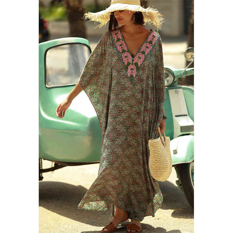 Beach Cover-ups bathing suit cover ups Kaftan Summer Dress Women Wear Swim Suit Cover Up Robe de Plage beach wear Q1241 210420