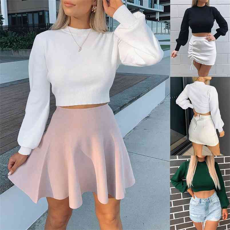 Autumn Women Blouse Fashion Casual Solid Color Round Neck Long Sleeve Short Top Simple Hollow Stitching Blouses Blusas 210517, Black 
Autumn Women Blouse Fashion Casual Solid Color Round Neck Long Sleeve Short Top Simple Hollow Stitching Blouses Blusas 210517, Black
