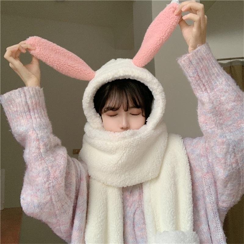 Berets Sweet Soft Girl Winter Kawaii Ear Thicken Keep Warm Plush Windshield Vintage Cap Scarf Gloves Siamese Three-piece Sui, White 
Berets Sweet Soft Girl Winter Kawaii Ear Thicken Keep Warm Plush Windshield Vintage Cap Scarf Gloves Siamese Three-piece Sui, White