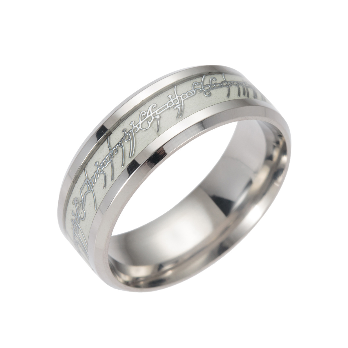 Creative Design Stainless Steel Cool Fluorescent Ring for Men Women with Letter Finger Rings Wholesale Price
