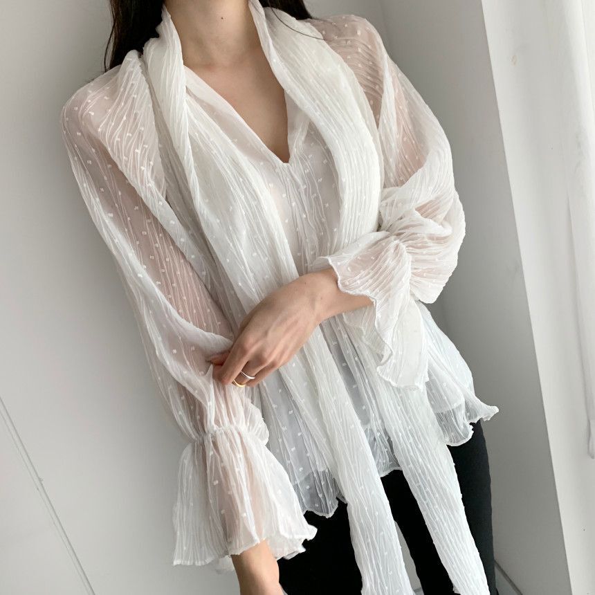 Women Polka Dots Korean Full Sleeves Blouses Arrival OL Elegant Minimalist Basic Shirt Work Wear Loose Tops 210421