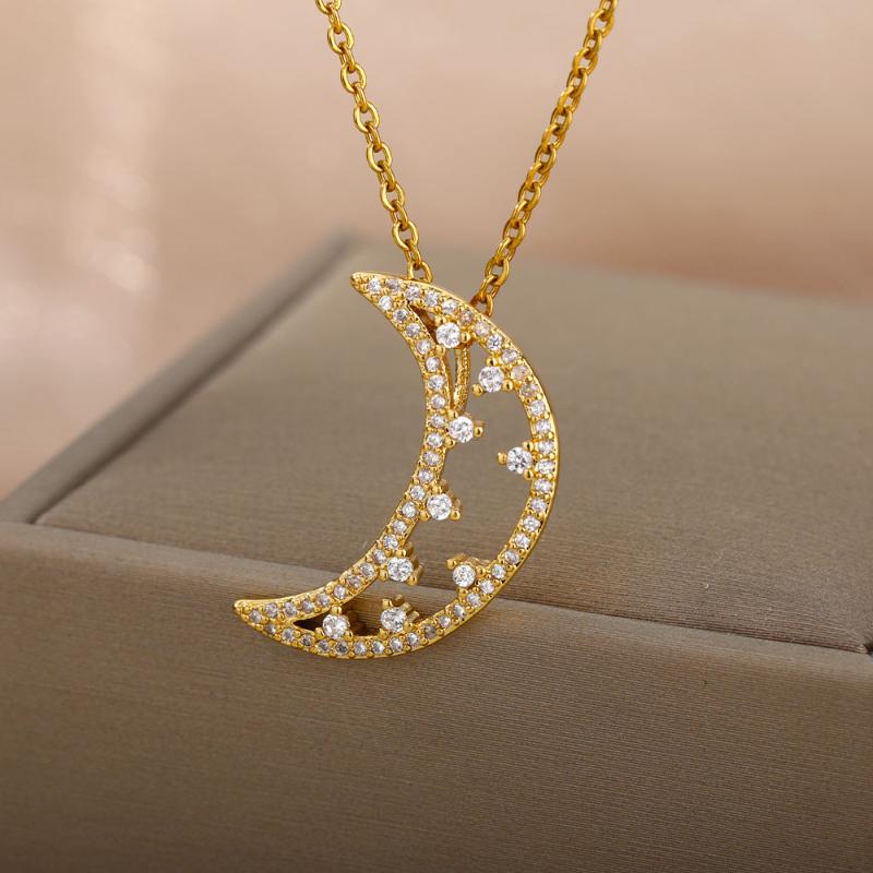 Pendant Necklaces Fashion Zircon Pentagon Star Moon For Women Gold Sliver Chain Choker Necklace Boho Jewelry Bijoux Collares
Pendant Necklaces Fashion Zircon Pentagon Star Moon For Women Gold Sliver Chain Choker Necklace Boho Jewelry Bijoux Collares