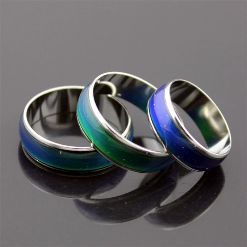 100pcslot Stainless steel Ring mix size mood rings changes color to temperature reveal your inner emotion love couple ring