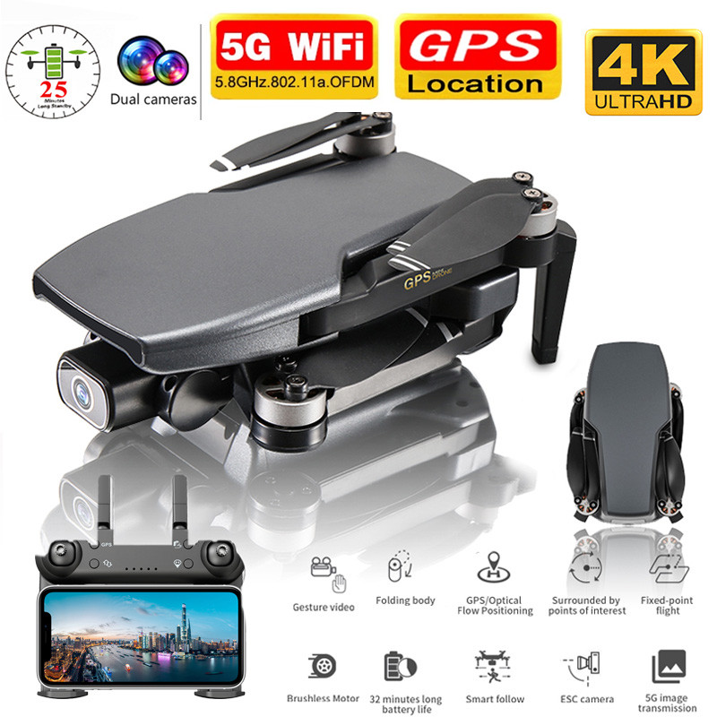 

5G GPS Drone With 4K HD Dual ESC Camera Wifi FPV Profissional Brushless Motor RC Quadcopter 1KM RC Distance 25Min Fly Toy Gifts, With 1 battery