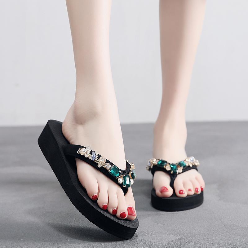 Slippers Women Flip Flops Fashion Solid Color Crystal Diamond Flat Heel 3.5cm Outdoor Slipper Beach Shoes For Female Size 33-4, Black
Slippers Women Flip Flops Fashion Solid Color Crystal Diamond Flat Heel 3.5cm Outdoor Slipper Beach Shoes For Female Size 33-4, Black