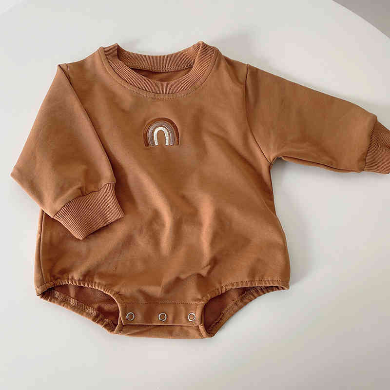 Infant Baby Boys Girls Rainbow Rompers Clothing Autumn Winter Kids Boy Girl Long Sleeve Clothes 210521