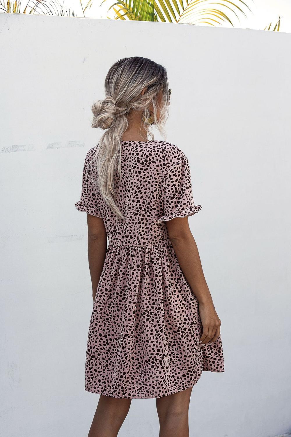 Casual Buttons Summer Dress Women Vintage V neck Short Sleeve Short Shirt Dresses Woman Beach Holiday Sundress Female Vestidos 210521