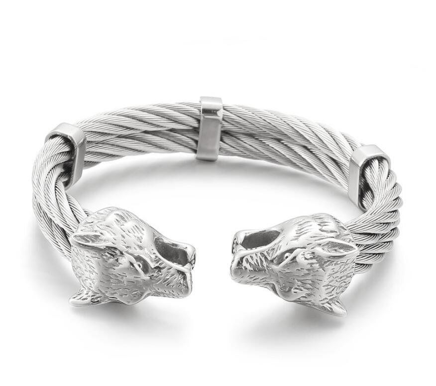 Mens Adjustable Bracelet Stainless Steel Twisted Cable Cuff Bangle with Vintage Biker Wolf Head End 86g Inner 12mm 65mm
Mens Adjustable Bracelet Stainless Steel Twisted Cable Cuff Bangle with Vintage Biker Wolf Head End 86g Inner 12mm 65mm