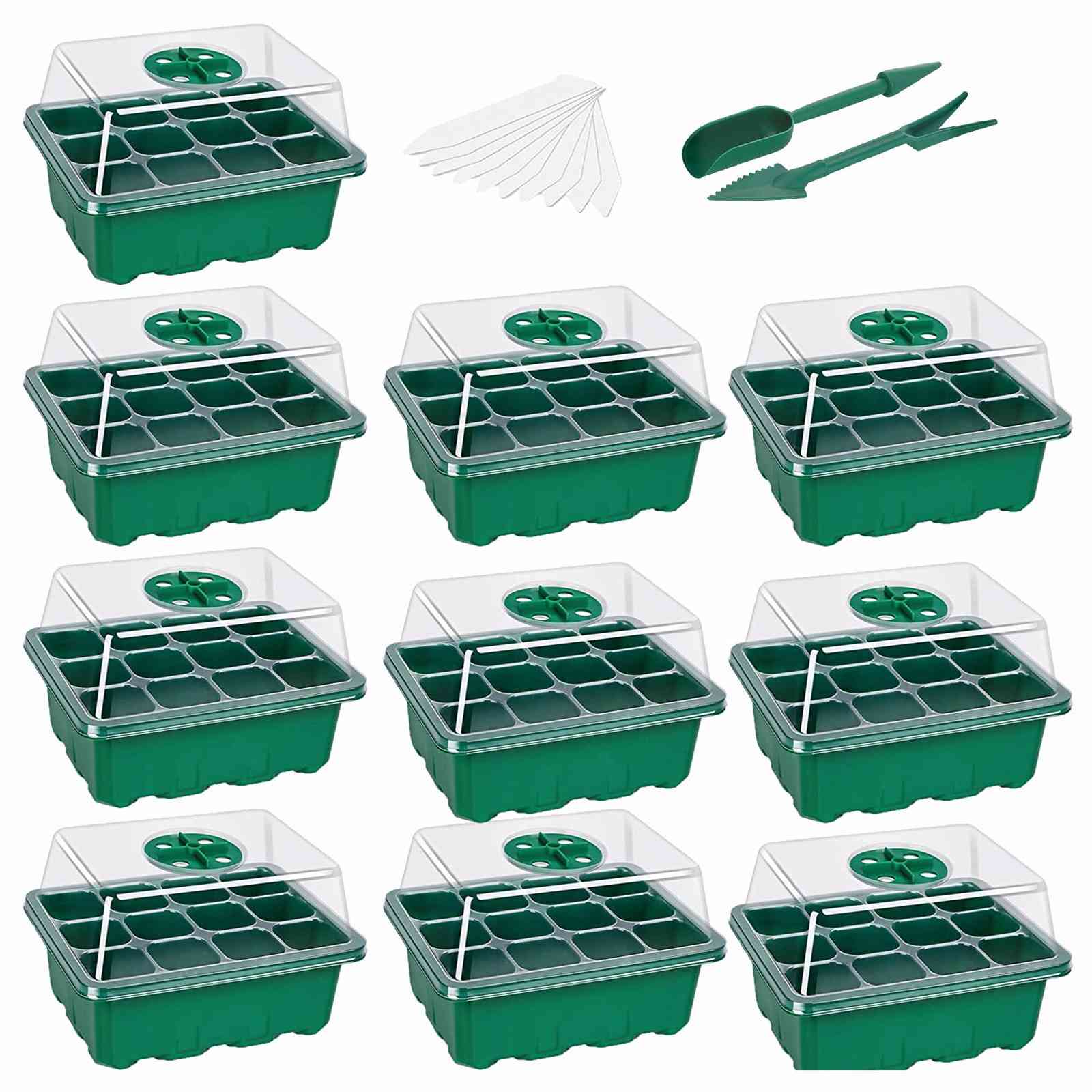 10-pces/reusable seeds grow box plant seedlings tray garden seed trayhumidity adjustable nursery vase of plants