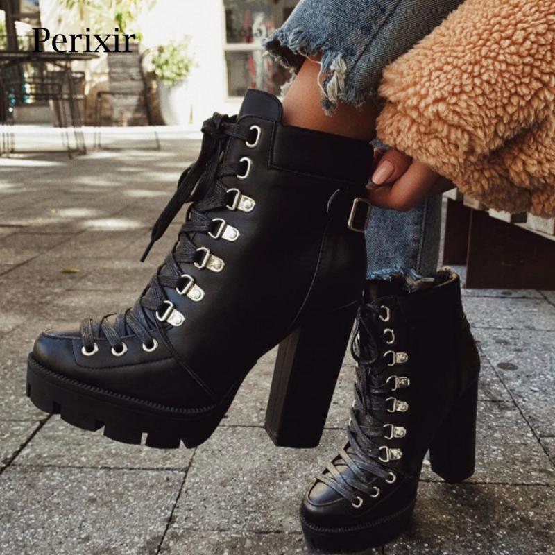 Boots Large Women's Short High Heel Medium Thick, Black