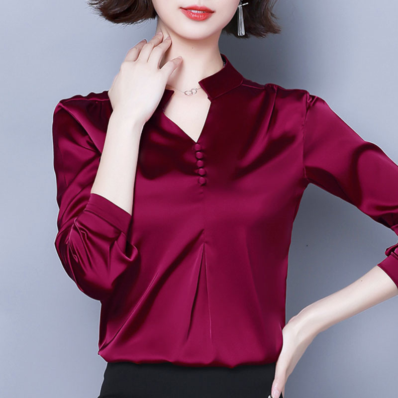 Fashion Women Blouses blusas mujer de moda Long Sleeve V-neck Casual Solid Tops Office Lady Clothing 5378 50 210427