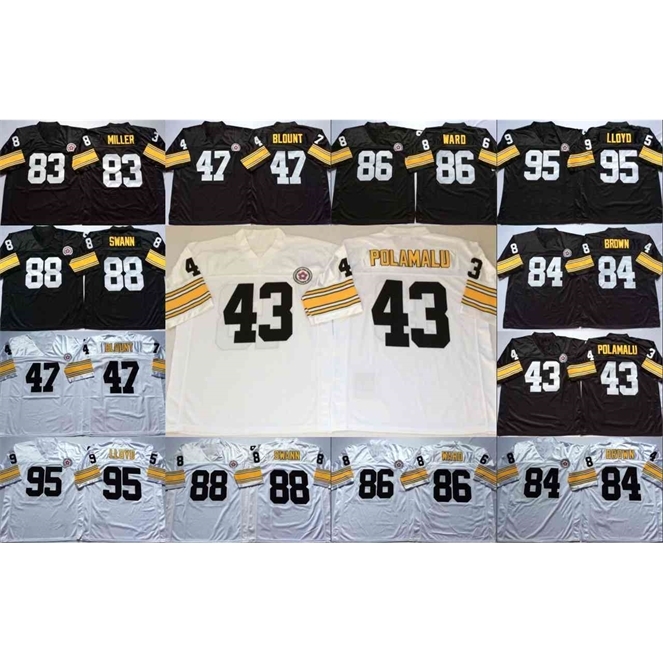 GoodNcaa vintage Football Jersey 88 Lynn Swann 95 Greg Lloyd 43 Troy Polamalu 83 Heath Miller 86 Hines Ward 84 Antonio Brown 47 Mel Blount