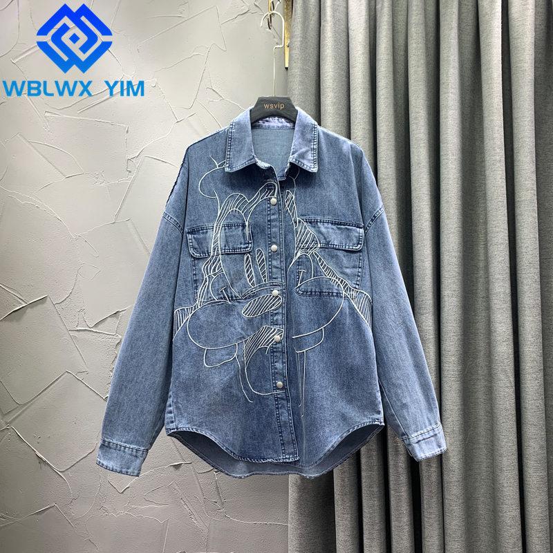 Women's Blouses & Shirts Womens Tops And Fashion Cartoon Embroidery Long Denim Shirt Sleeve Oversize Jeans Female Spring Loose Blouse, Blue
Women's Blouses & Shirts Womens Tops And Fashion Cartoon Embroidery Long Denim Shirt Sleeve Oversize Jeans Female Spring Loose Blouse, Blue