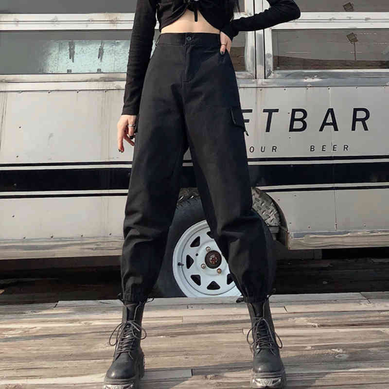 Women Cargo Pants Spring Autumn Fashion Female Casual Jogger PantsBF Streetwear Harajuku Straight Trousers Loose Harem Pant 210514