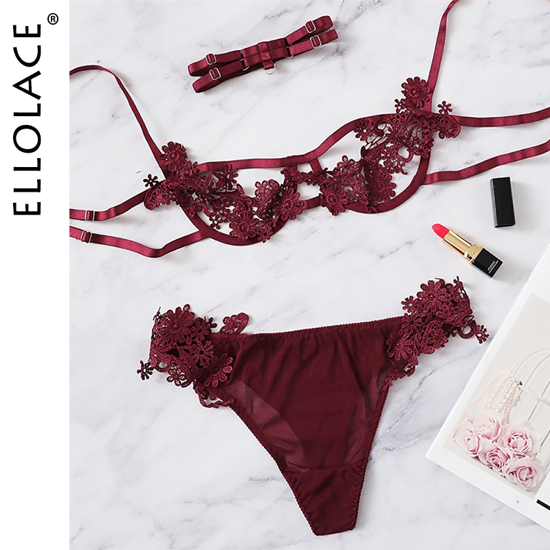 Lace Lingerie Embroidery Undewear Set Women 2 Pcs Underwire Set Burgundy Hollow Out Transparent Lingeries Sexy Bra Set, Red
Lace Lingerie Embroidery Undewear Set Women 2 Pcs Underwire Set Burgundy Hollow Out Transparent Lingeries Sexy Bra Set, Red