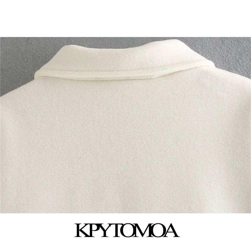 Women Fashion With Pockets Oversized Woolen Jacket Coat Vintage Long Sleeve Button-up Female Outerwear Chic Tops 210416