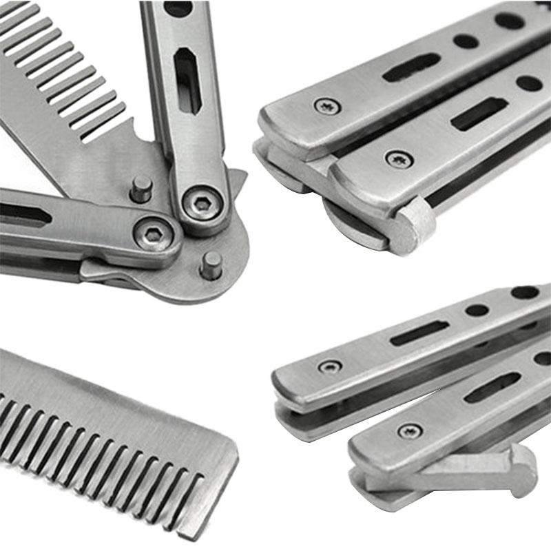 Foldable Stainless Steel Comb Hair Pomade Styling Butterfly Hairdressing Knife For Beard & Moustache Brushes Hairdress1