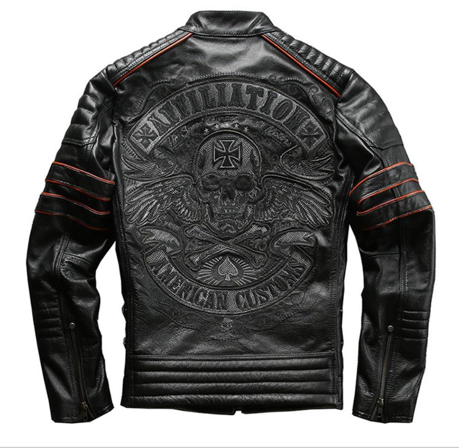 Men's Frayed Harley Jackets men Slim motorcycle genuine leather embroidered, Black
Men's Frayed Harley Jackets men Slim motorcycle genuine leather embroidered, Black