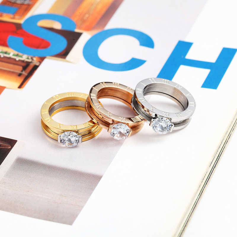 Top Quality Classic Design Can Be Broken Down Into Two Stainless Steel Woman Crystal Rings Lovers Brands Jewelry Rings For Woman X0715
