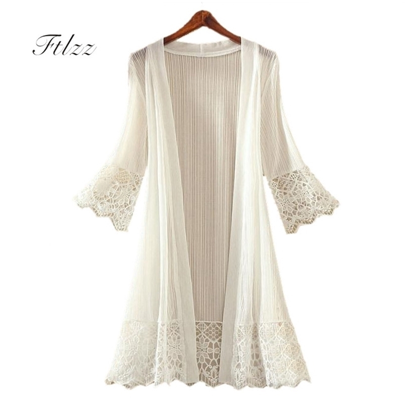 Women Patchwork Lace Jacket Summer Fashion Causal 3/4 Sleeved Transparent Long Jackets Ladies Slim Cardigan Coats 210602
Women Patchwork Lace Jacket Summer Fashion Causal 3/4 Sleeved Transparent Long Jackets Ladies Slim Cardigan Coats 210602