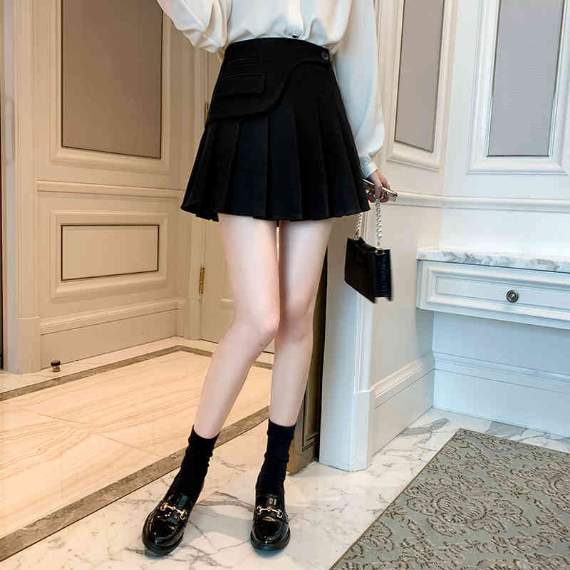 A Line S-Xl Plus Size Summer Short Skirts Korean Skirt Women High Waist School Girl Solid Vintage Pleated 210423