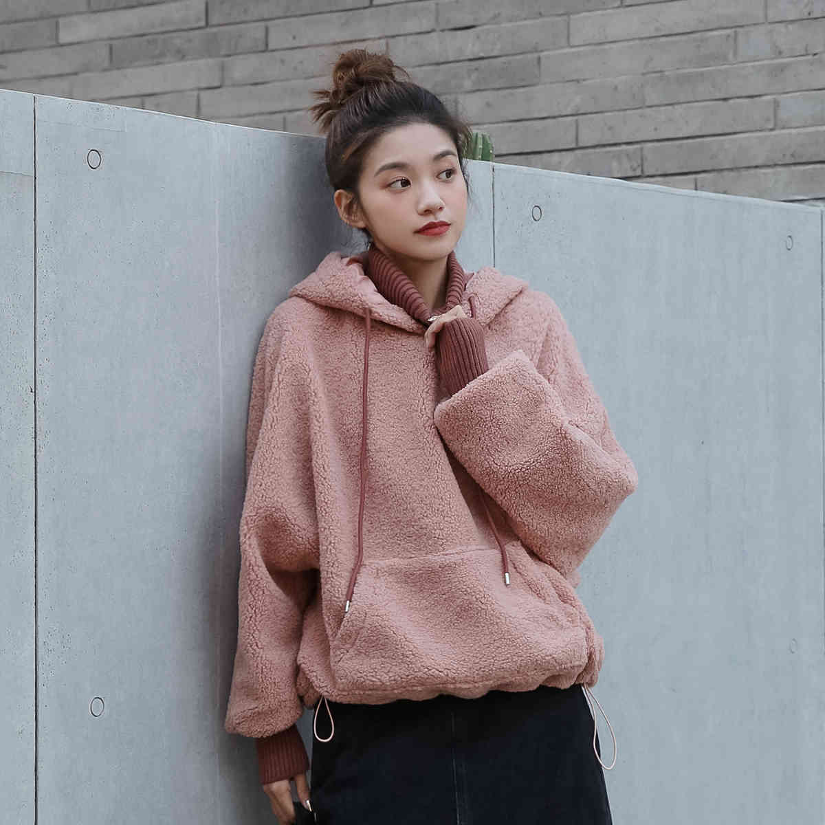 Autumn Winter Korea Fashion Women Long Sleeve Casual Hooded Pullovers Thicken Warm Loose Pink Hoodies high quality V13 210512