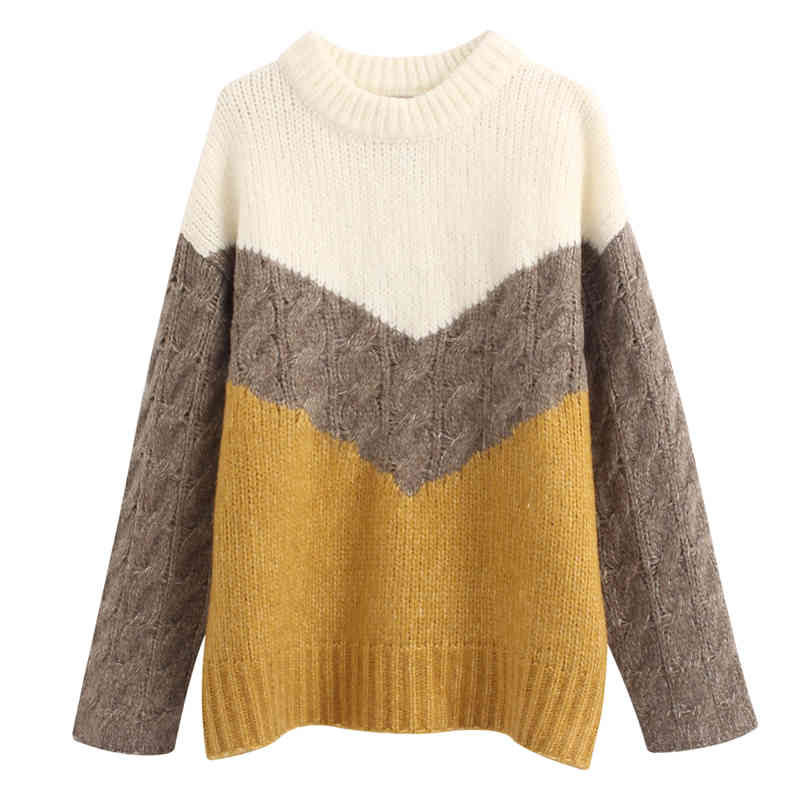 Loose Contrast Colors Patchwork Sweaters Women Fashion Casual O Neck Pullovers Elegant Ladies Long Sleeve Jumper 210520, Pic
Loose Contrast Colors Patchwork Sweaters Women Fashion Casual O Neck Pullovers Elegant Ladies Long Sleeve Jumper 210520, Pic