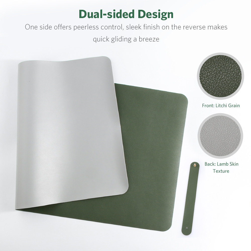 Double-side Portable Large Mouse Pad Protector Gaming Mouse Mat Non-Slip PU Leather Desk Mat Table Cover for Game Office Work