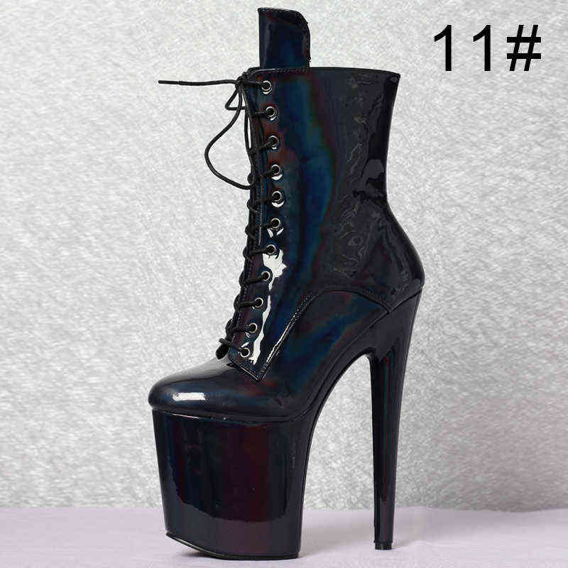 Sexy Stripper Dancer 8" High Heel Platform Magic color Lace Up Ankle Boots 211105