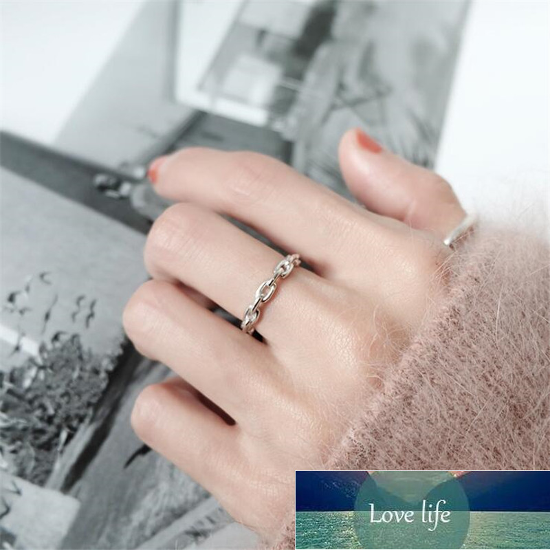 New Fashion Simple Personality Chain Shaped 925 Sterling Silver Not Allergic Hollow Fine Chain Adjustable Opening Rings R173 Factory price expert desi