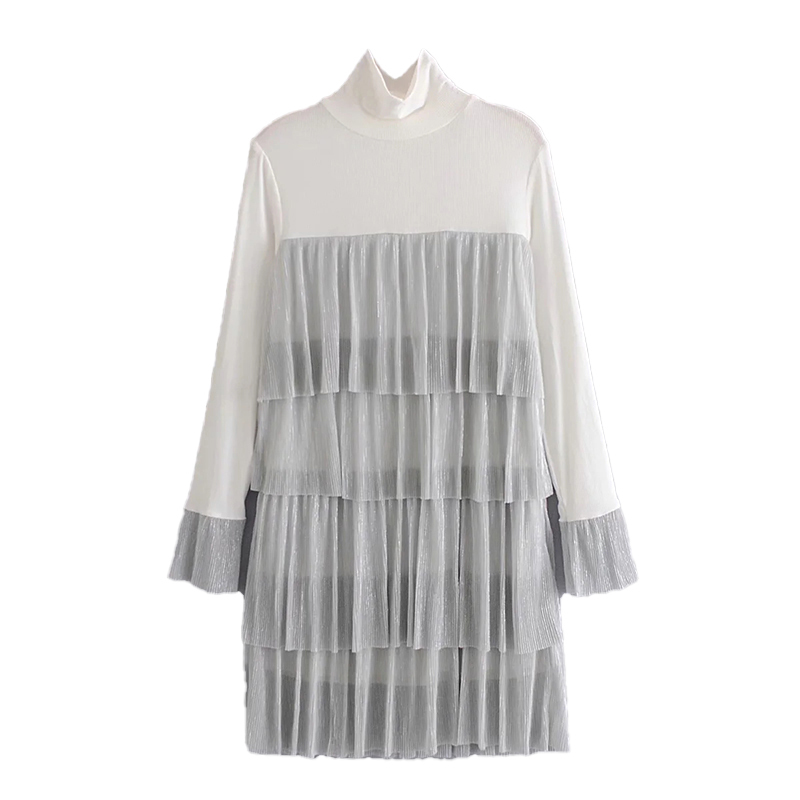 Women Fashion Splicing Net Yarn Laminated Dress Female High Collar Lined Long-Sleeved Dresses 210520, Multi
Women Fashion Splicing Net Yarn Laminated Dress Female High Collar Lined Long-Sleeved Dresses 210520, Multi