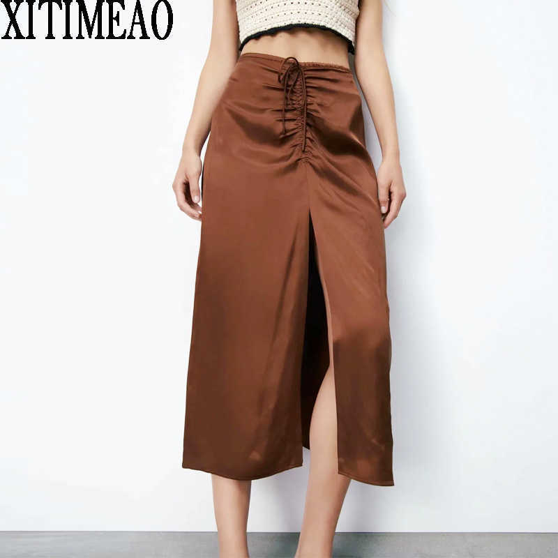 Za Vintage Elegant Midi Skirt Women Fashion Hight Waist Slit Hole Female Skirts Chic Buttocks 210604, Brown
Za Vintage Elegant Midi Skirt Women Fashion Hight Waist Slit Hole Female Skirts Chic Buttocks 210604, Brown