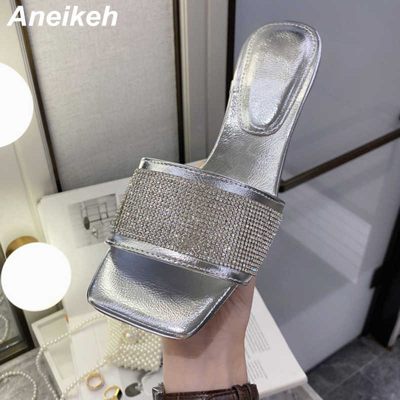 Aneikeh Summer Fashion Women's Shoes Peep Toe Slippers Patent Leather Spike Heels Bling Party Shallow Novelty Polka Dot 210615, Gold