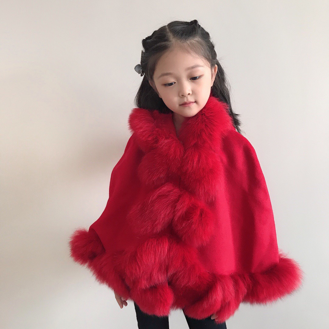 Infant Baby Girl Princess Cloak Fashion Winter Warm Kids Girls Cute Fur Hooded Jacket Children poncho Outerwear Coat