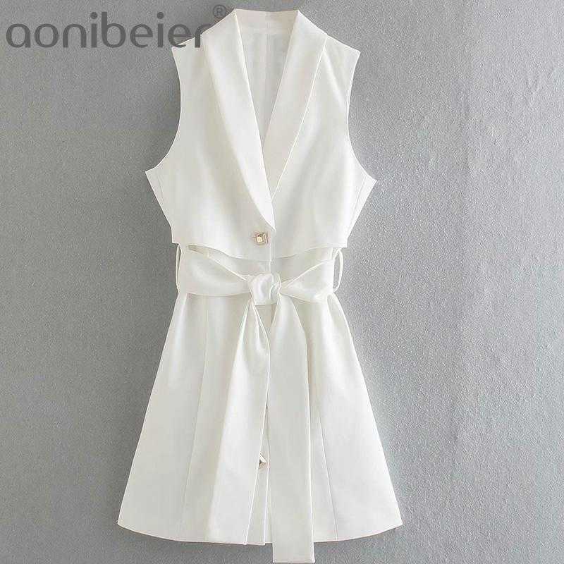 OL Office Lady Blazer Dress Suit Outfits Summer Fashion Sleeveless Single Breasted Women White Mini with Sashes 210604
OL Office Lady Blazer Dress Suit Outfits Summer Fashion Sleeveless Single Breasted Women White Mini with Sashes 210604