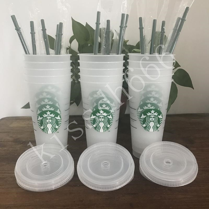 Starbucks 24OZ/710ml Plastic mug Tumbler Lid Reusable Clear Drinking Flat Bottom Pillar Shape Straw Bardian Color changing Flash cup, 5 PCS DHL Free
Starbucks 24OZ/710ml Plastic mug Tumbler Lid Reusable Clear Drinking Flat Bottom Pillar Shape Straw Bardian Color changing Flash cup, 5 PCS DHL Free
